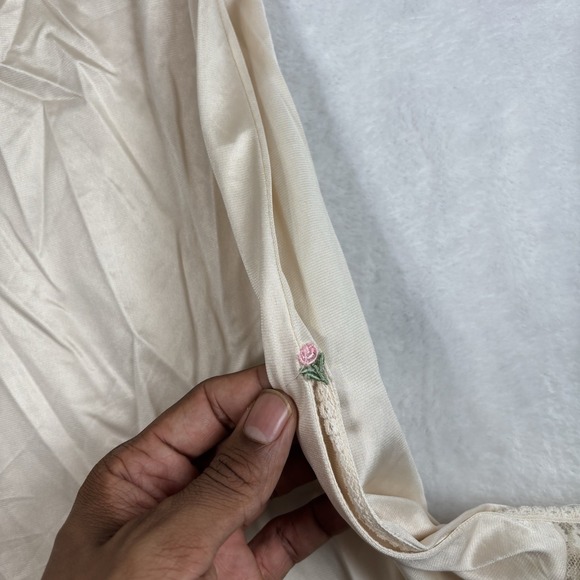 VTG JC Penney Fantasio Lace Floral Cream Slip Skirt Dress Women's Medium - Picture 4 of 8